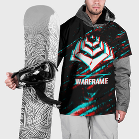 Накидка на куртку 3D с принтом Warframe в стиле glitch и баги графики на темном фоне в Курске, 100% полиэстер |  | 