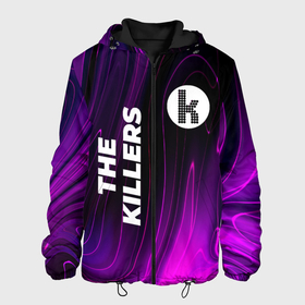 Мужская куртка 3D с принтом The Killers violet plasma в Петрозаводске, ткань верха — 100% полиэстер, подклад — флис | прямой крой, подол и капюшон оформлены резинкой с фиксаторами, два кармана без застежек по бокам, один большой потайной карман на груди. Карман на груди застегивается на липучку | 