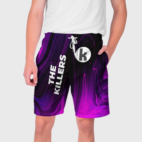 Мужские шорты 3D с принтом The Killers violet plasma в Петрозаводске,  полиэстер 100% | прямой крой, два кармана без застежек по бокам. Мягкая трикотажная резинка на поясе, внутри которой широкие завязки. Длина чуть выше колен | 