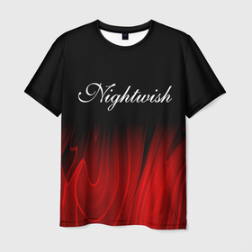Мужская футболка 3D с принтом Nightwish red plasma в Петрозаводске, 100% полиэфир | прямой крой, круглый вырез горловины, длина до линии бедер | 