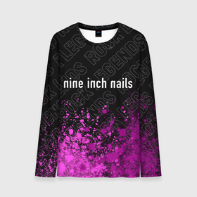 Мужской лонгслив 3D с принтом Nine Inch Nails rock legends: символ сверху в Санкт-Петербурге, 100% полиэстер | длинные рукава, круглый вырез горловины, полуприлегающий силуэт | 