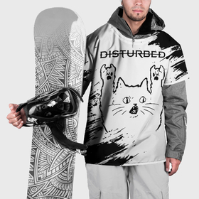 Накидка на куртку 3D с принтом Disturbed рок кот на светлом фоне , 100% полиэстер |  | 