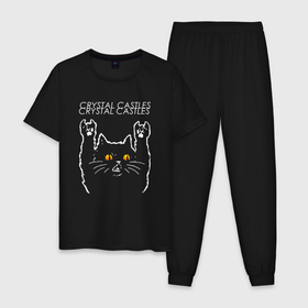 Мужская пижама хлопок с принтом Crystal Castles rock cat в Белгороде, 100% хлопок | брюки и футболка прямого кроя, без карманов, на брюках мягкая резинка на поясе и по низу штанин
 | 