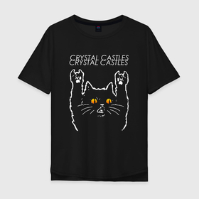 Мужская футболка хлопок Oversize с принтом Crystal Castles rock cat , 100% хлопок | свободный крой, круглый ворот, “спинка” длиннее передней части | 