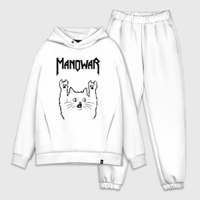 Мужской костюм oversize хлопок с принтом Manowar   rock cat в Кировске,  |  | Тематика изображения на принте: 