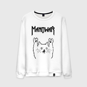 Мужской свитшот хлопок с принтом Manowar   rock cat в Екатеринбурге, 100% хлопок |  | 