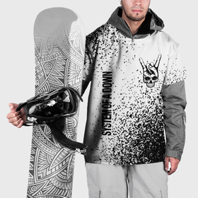 Накидка на куртку 3D с принтом System of a Down и рок символ на светлом фоне в Кировске, 100% полиэстер |  | 