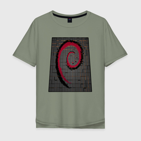 Мужская футболка хлопок Oversize с принтом Debian Linux cubed , 100% хлопок | свободный крой, круглый ворот, “спинка” длиннее передней части | Тематика изображения на принте: 
