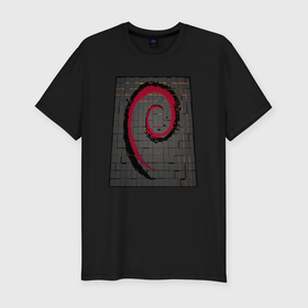 Мужская футболка хлопок Slim с принтом Debian Linux cubed , 92% хлопок, 8% лайкра | приталенный силуэт, круглый вырез ворота, длина до линии бедра, короткий рукав | Тематика изображения на принте: 