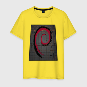 Мужская футболка хлопок с принтом Debian Linux cubed , 100% хлопок | прямой крой, круглый вырез горловины, длина до линии бедер, слегка спущенное плечо. | 