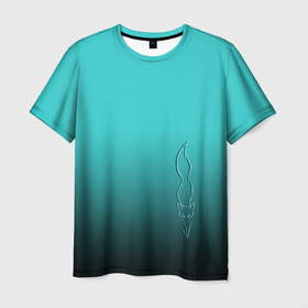 Мужская футболка 3D с принтом Силуэт лисы на градиентном фоне , 100% полиэфир | прямой крой, круглый вырез горловины, длина до линии бедер | 