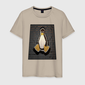Мужская футболка хлопок с принтом Linux Tux cubed в Белгороде, 100% хлопок | прямой крой, круглый вырез горловины, длина до линии бедер, слегка спущенное плечо. | Тематика изображения на принте: 