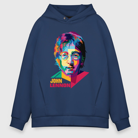 Мужское худи Oversize хлопок с принтом John Lennon картина абстракция в Новосибирске, френч-терри — 70% хлопок, 30% полиэстер. Мягкий теплый начес внутри —100% хлопок | боковые карманы, эластичные манжеты и нижняя кромка, капюшон на магнитной кнопке | 