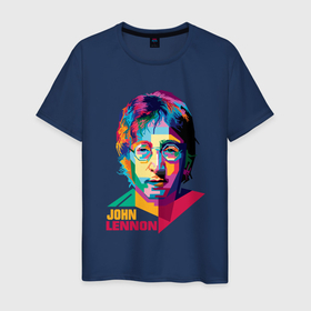 Мужская футболка хлопок с принтом John Lennon картина абстракция в Санкт-Петербурге, 100% хлопок | прямой крой, круглый вырез горловины, длина до линии бедер, слегка спущенное плечо. | Тематика изображения на принте: 