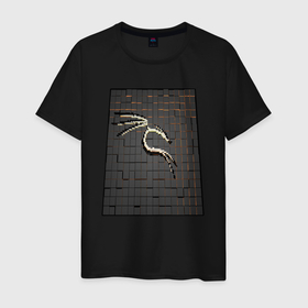 Мужская футболка хлопок с принтом Kali Linux cubed , 100% хлопок | прямой крой, круглый вырез горловины, длина до линии бедер, слегка спущенное плечо. | Тематика изображения на принте: 