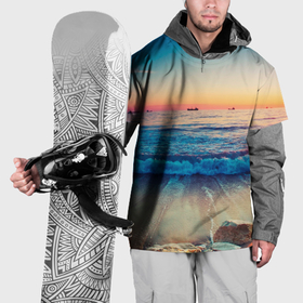 Накидка на куртку 3D с принтом Чистый берег и волны в Новосибирске, 100% полиэстер |  | 