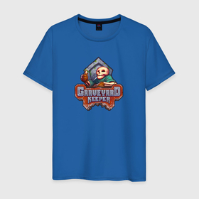 Мужская футболка хлопок с принтом Graveyard Keeper логотип игры в Белгороде, 100% хлопок | прямой крой, круглый вырез горловины, длина до линии бедер, слегка спущенное плечо. | 