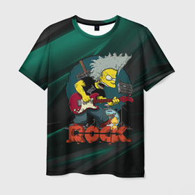Мужская футболка 3D с принтом Rock music  Simpsons в Белгороде, 100% полиэфир | прямой крой, круглый вырез горловины, длина до линии бедер | Тематика изображения на принте: 