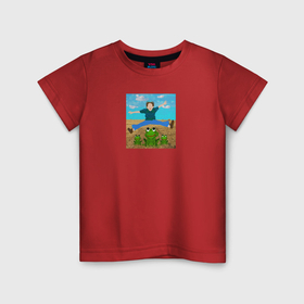 Детская футболка хлопок с принтом Прыгающий мальчик с лягушками в Новосибирске, 100% хлопок | круглый вырез горловины, полуприлегающий силуэт, длина до линии бедер | 
