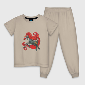Детская пижама хлопок с принтом Серый единорог с красной гривой в Петрозаводске, 100% хлопок |  брюки и футболка прямого кроя, без карманов, на брюках мягкая резинка на поясе и по низу штанин
 | Тематика изображения на принте: 