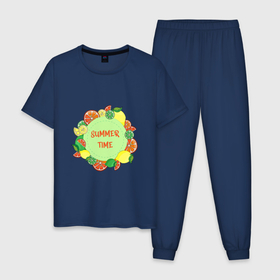 Мужская пижама хлопок с принтом Фрукты цитрусы   время лета в Тюмени, 100% хлопок | брюки и футболка прямого кроя, без карманов, на брюках мягкая резинка на поясе и по низу штанин
 | 