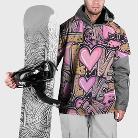Накидка на куртку 3D с принтом Паттерн про любовь в Тюмени, 100% полиэстер |  | Тематика изображения на принте: 