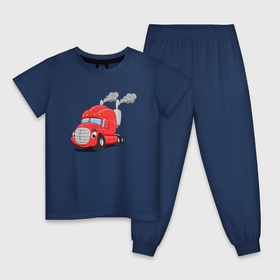 Детская пижама хлопок с принтом Красный  мультяшный тягач в Санкт-Петербурге, 100% хлопок |  брюки и футболка прямого кроя, без карманов, на брюках мягкая резинка на поясе и по низу штанин
 | 