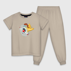 Детская пижама хлопок с принтом Мультяшный самолетик в Кировске, 100% хлопок |  брюки и футболка прямого кроя, без карманов, на брюках мягкая резинка на поясе и по низу штанин
 | 