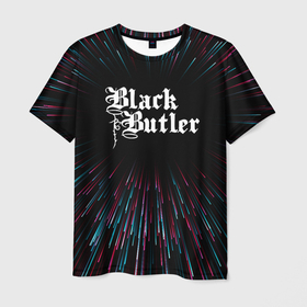 Мужская футболка 3D с принтом Black Butler infinity , 100% полиэфир | прямой крой, круглый вырез горловины, длина до линии бедер | 
