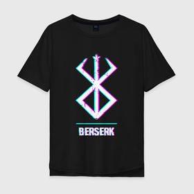 Мужская футболка хлопок Oversize с принтом Символ Berserk в стиле glitch в Новосибирске, 100% хлопок | свободный крой, круглый ворот, “спинка” длиннее передней части | 
