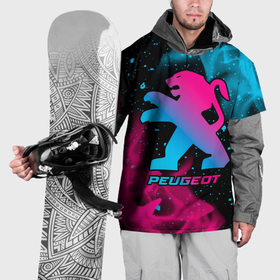 Накидка на куртку 3D с принтом Peugeot   neon gradient в Кировске, 100% полиэстер |  | 