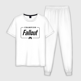 Мужская пижама хлопок с принтом Fallout gaming champion: рамка с лого и джойстиком в Белгороде, 100% хлопок | брюки и футболка прямого кроя, без карманов, на брюках мягкая резинка на поясе и по низу штанин
 | 