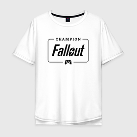 Мужская футболка хлопок Oversize с принтом Fallout gaming champion: рамка с лого и джойстиком , 100% хлопок | свободный крой, круглый ворот, “спинка” длиннее передней части | 