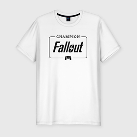 Мужская футболка хлопок Slim с принтом Fallout gaming champion: рамка с лого и джойстиком , 92% хлопок, 8% лайкра | приталенный силуэт, круглый вырез ворота, длина до линии бедра, короткий рукав | 
