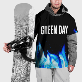 Накидка на куртку 3D с принтом Green Day blue fire , 100% полиэстер |  | 