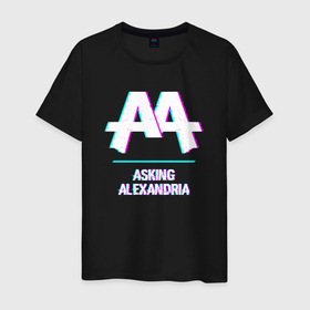 Мужская футболка хлопок с принтом Asking Alexandria glitch rock , 100% хлопок | прямой крой, круглый вырез горловины, длина до линии бедер, слегка спущенное плечо. | Тематика изображения на принте: 