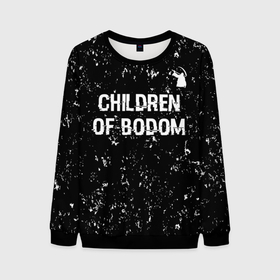 Мужской свитшот 3D с принтом Children of Bodom glitch на темном фоне: символ сверху в Тюмени, 100% полиэстер с мягким внутренним слоем | круглый вырез горловины, мягкая резинка на манжетах и поясе, свободная посадка по фигуре | 