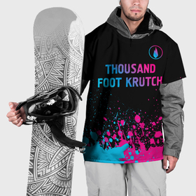 Накидка на куртку 3D с принтом Thousand Foot Krutch   neon gradient: символ сверху в Курске, 100% полиэстер |  | Тематика изображения на принте: 