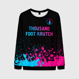 Мужской свитшот 3D с принтом Thousand Foot Krutch   neon gradient: символ сверху в Рязани, 100% полиэстер с мягким внутренним слоем | круглый вырез горловины, мягкая резинка на манжетах и поясе, свободная посадка по фигуре | Тематика изображения на принте: 