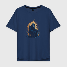 Мужская футболка хлопок Oversize с принтом Overlord of darkness в Тюмени, 100% хлопок | свободный крой, круглый ворот, “спинка” длиннее передней части | 