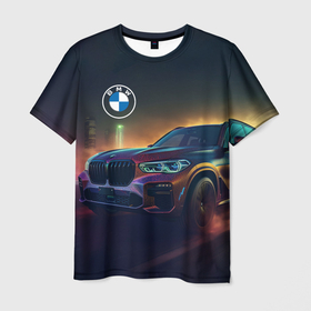 Мужская футболка 3D с принтом BMW midjourney в Петрозаводске, 100% полиэфир | прямой крой, круглый вырез горловины, длина до линии бедер | 