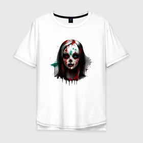 Мужская футболка хлопок Oversize с принтом Zombie girl в Петрозаводске, 100% хлопок | свободный крой, круглый ворот, “спинка” длиннее передней части | 