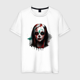 Мужская футболка хлопок с принтом Zombie girl в Екатеринбурге, 100% хлопок | прямой крой, круглый вырез горловины, длина до линии бедер, слегка спущенное плечо. | 