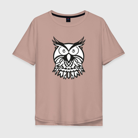 Мужская футболка хлопок Oversize с принтом Логотип круглой совы в Курске, 100% хлопок | свободный крой, круглый ворот, “спинка” длиннее передней части | 