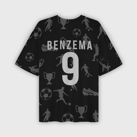 Мужская футболка oversize 3D с принтом Карим Бензема на фоне футбола ,  |  | 