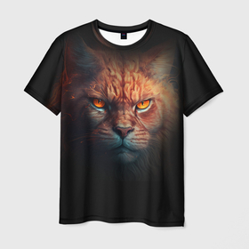 Мужская футболка 3D с принтом большой рыжий  кот в Кировске, 100% полиэфир | прямой крой, круглый вырез горловины, длина до линии бедер | Тематика изображения на принте: 