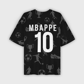 Мужская футболка oversize 3D с принтом Килиан Мбаппе на фоне футбола в Петрозаводске,  |  | Тематика изображения на принте: 