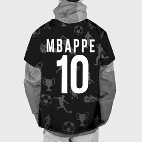 Накидка на куртку 3D с принтом Килиан Мбаппе на фоне футбола в Петрозаводске, 100% полиэстер |  | Тематика изображения на принте: 