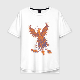 Мужская футболка хлопок Oversize с принтом Жар птица в Петрозаводске, 100% хлопок | свободный крой, круглый ворот, “спинка” длиннее передней части | Тематика изображения на принте: 
