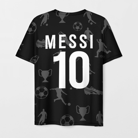 Мужская футболка 3D с принтом Лионель Месси на фоне футбола в Кировске, 100% полиэфир | прямой крой, круглый вырез горловины, длина до линии бедер | 